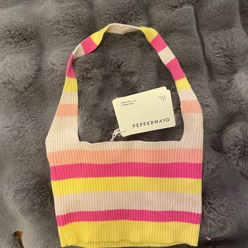 Peppermayo Striped Knit Halter Top
